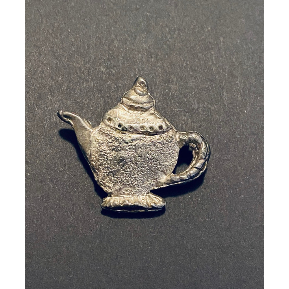 Vintage STONE FISH Stirling Silver Teapot Brooch
